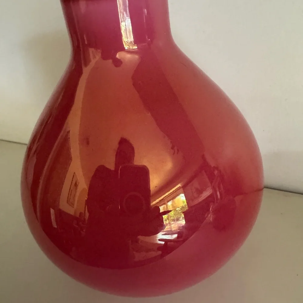 Crate&Barrel Vintage Art White cut to Coral pink made in Poland
